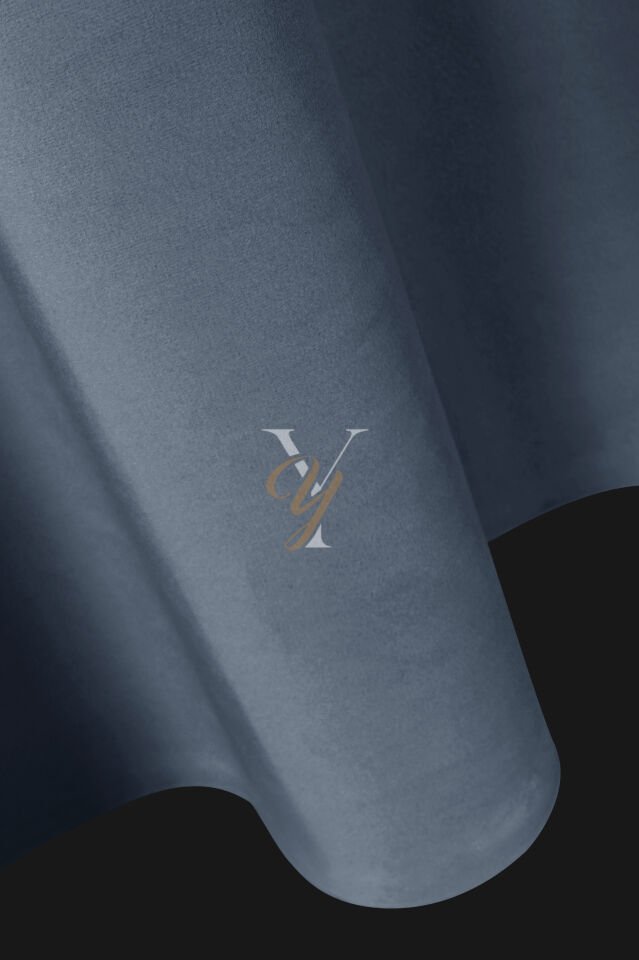 İpek Kadife Fon Perde V-15 İndigo