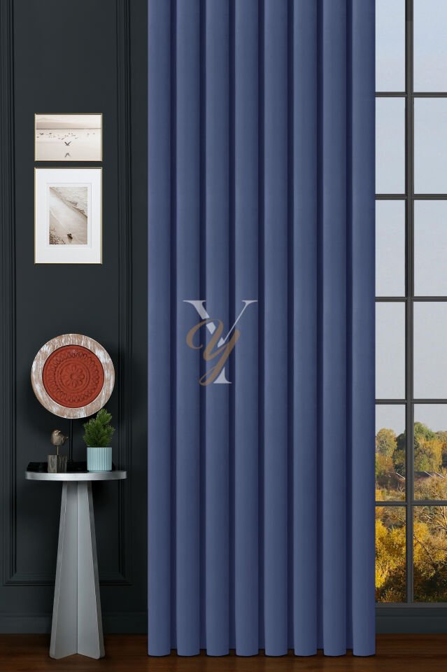 İpek Kadife Fon Perde V-16 Kraliyet Mavisi