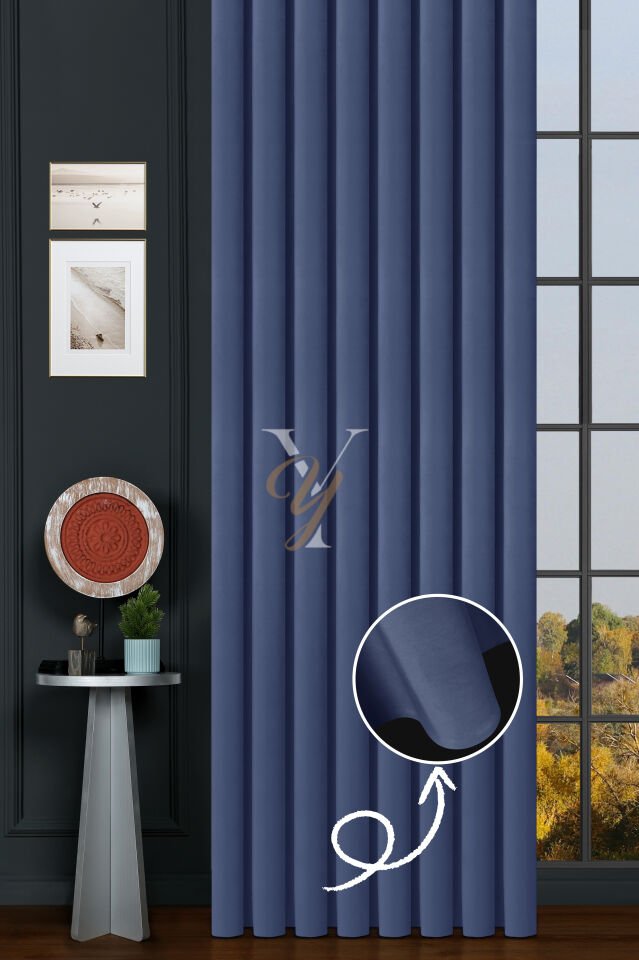 İpek Kadife Fon Perde V-16 Kraliyet Mavisi