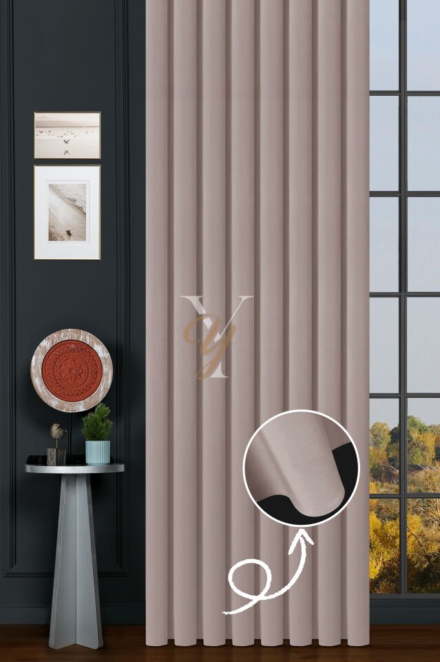 İpek Kadife Fon Perde V-19 Açık Pembe