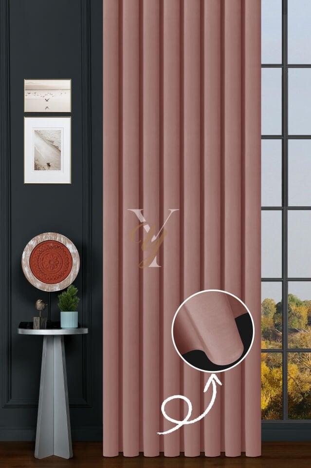 İpek Kadife Fon Perde V-20 Pembe