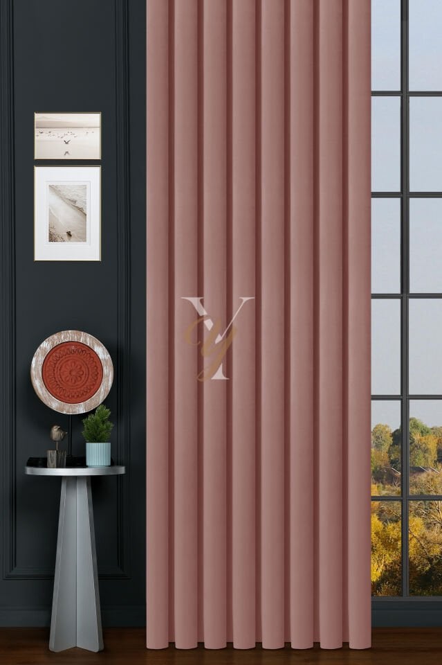 İpek Kadife Fon Perde V-20 Pembe