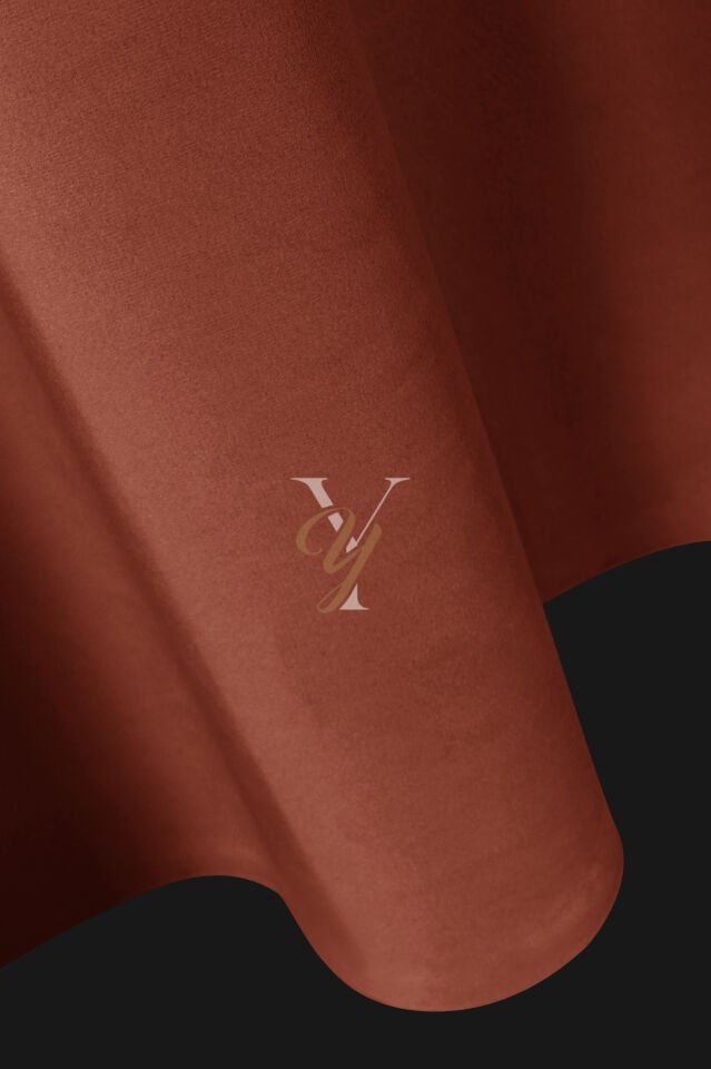 İpek Kadife Fon Perde V-21 Kiremit