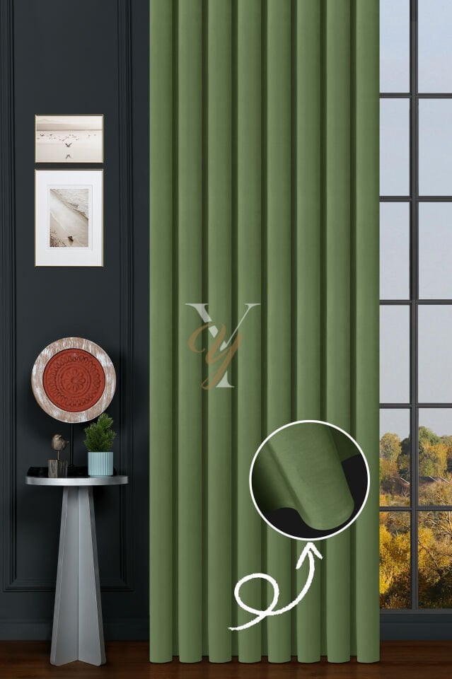 İpek Kadife Fon Perde V-24 Fıstık Yeşili