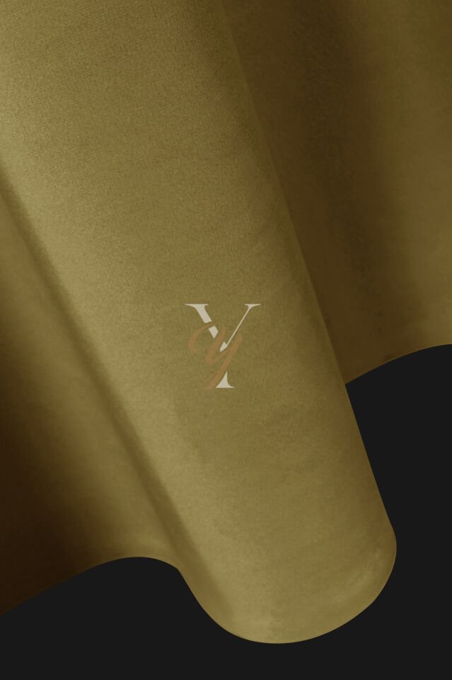 İpek Kadife Fon Perde V-25 Yağ Yeşili