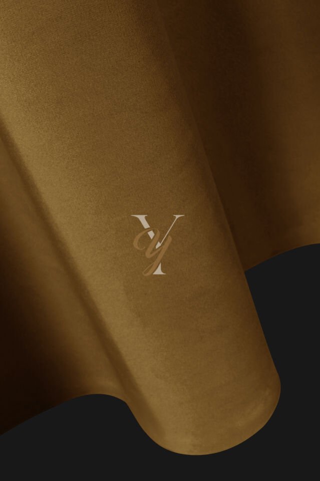 İpek Kadife Fon Perde V-27 Koyu Sarı