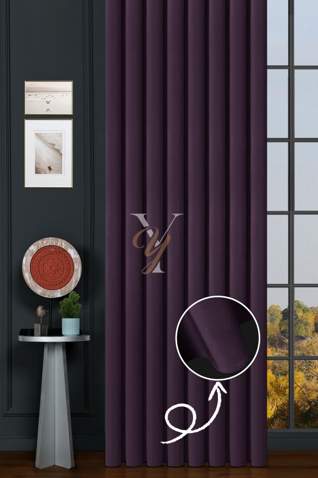 İpek Kadife Fon Perde V-28 Mor