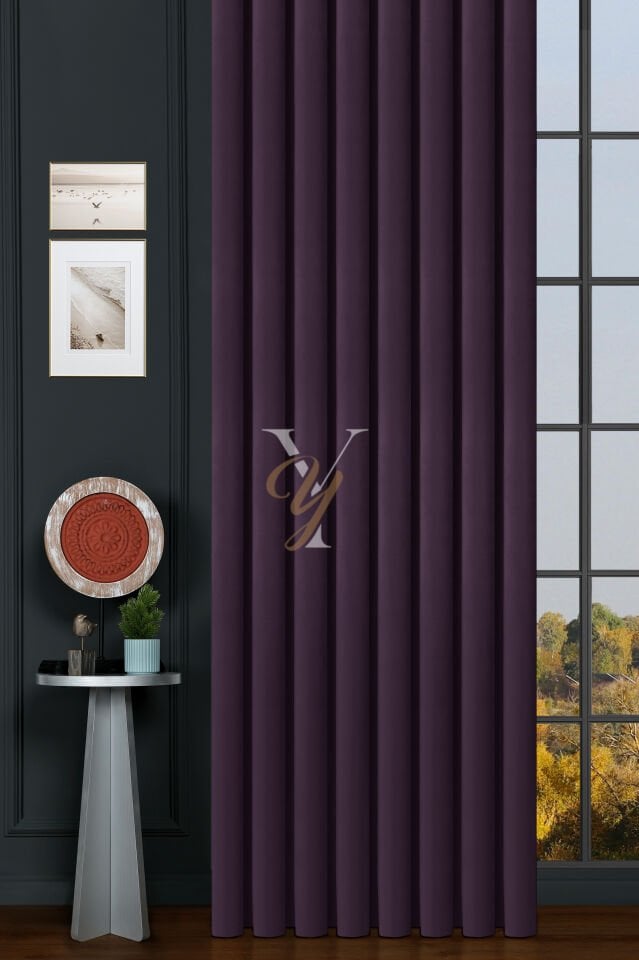 İpek Kadife Fon Perde V-28 Mor