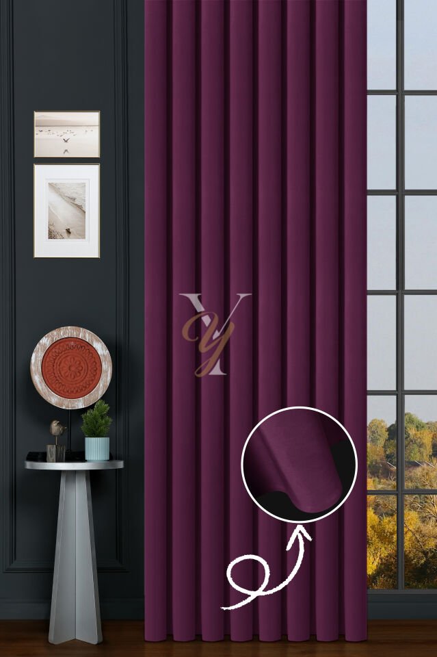 İpek Kadife Fon Perde V-29 Eflatun