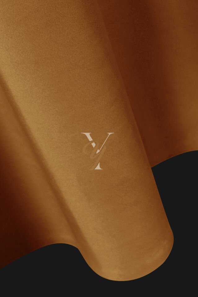 İpek Kadife Fon Perde V-33 Kavun