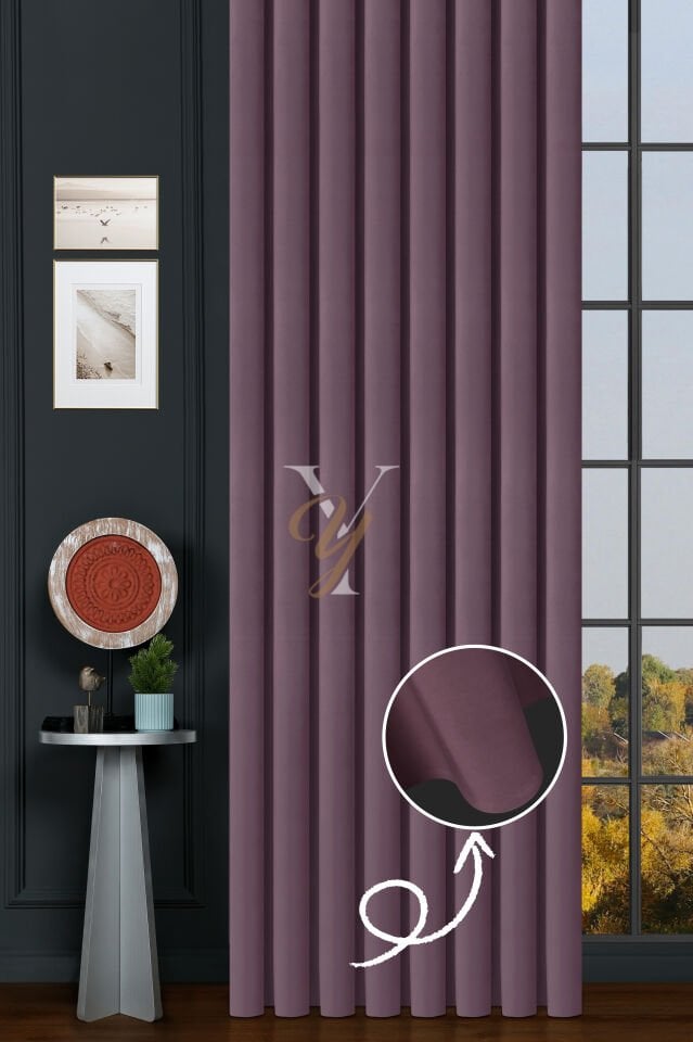 İpek Kadife Fon Perde V-34 Lila