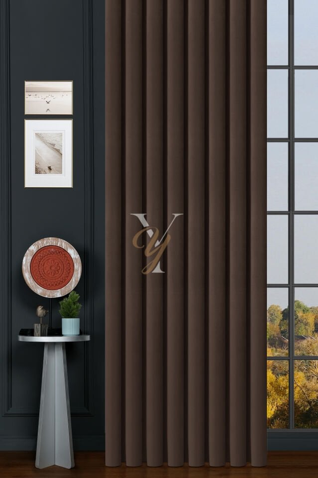 İpek Kadife Fon Perde V-35 Mocha