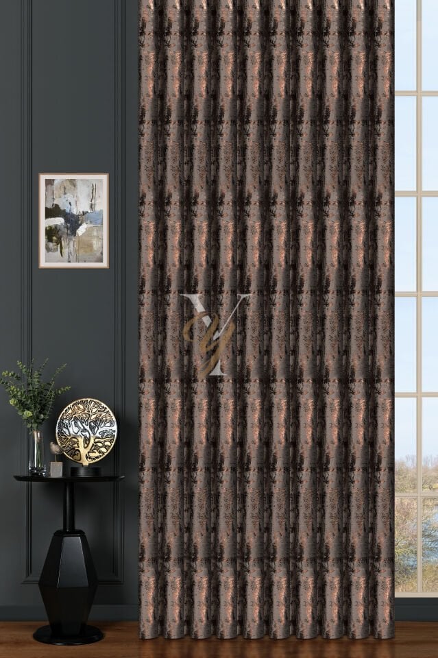 Varak Kadife Fon Perde V-509 Vizon Bakır