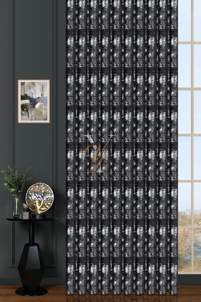 Varak Kadife Fon Perde V-511 Gri Gümüş