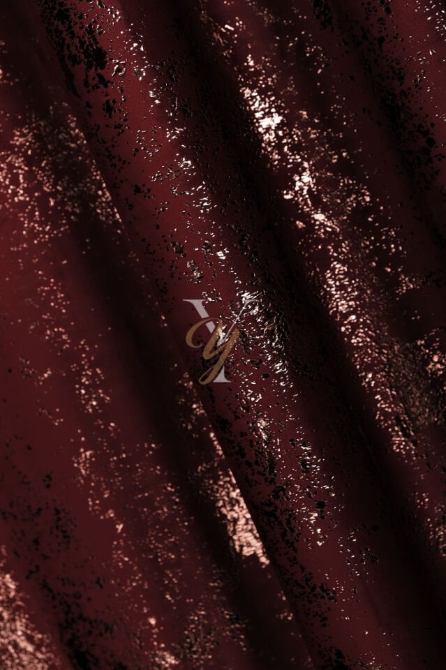 Varak Kadife Fon Perde V-530 Kırmızı Bakır