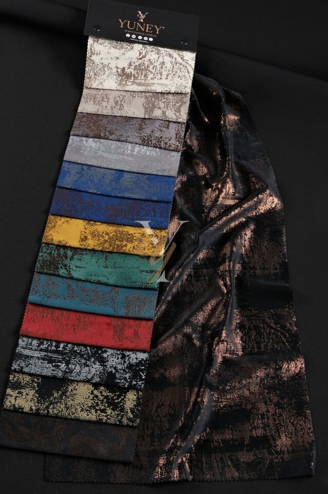 Varak Kadife Fon Perde V-530 Kırmızı Bakır