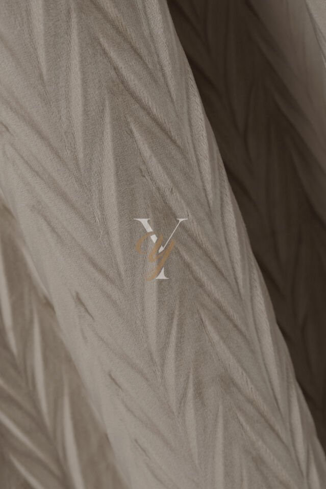 İthal Kadife Fon Perde Plise 01 V-302 Ekru