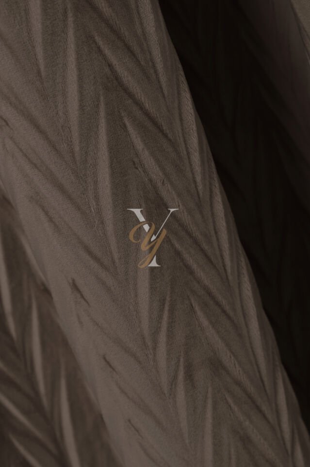 İthal Kadife Fon Perde Plise 01 V-307 Sütlü Kahve