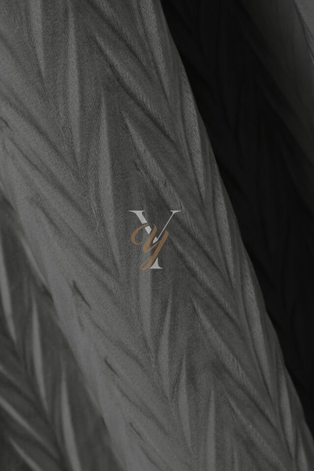 İthal Kadife Fon Perde Plise 01 V-310 Gümüş Gri