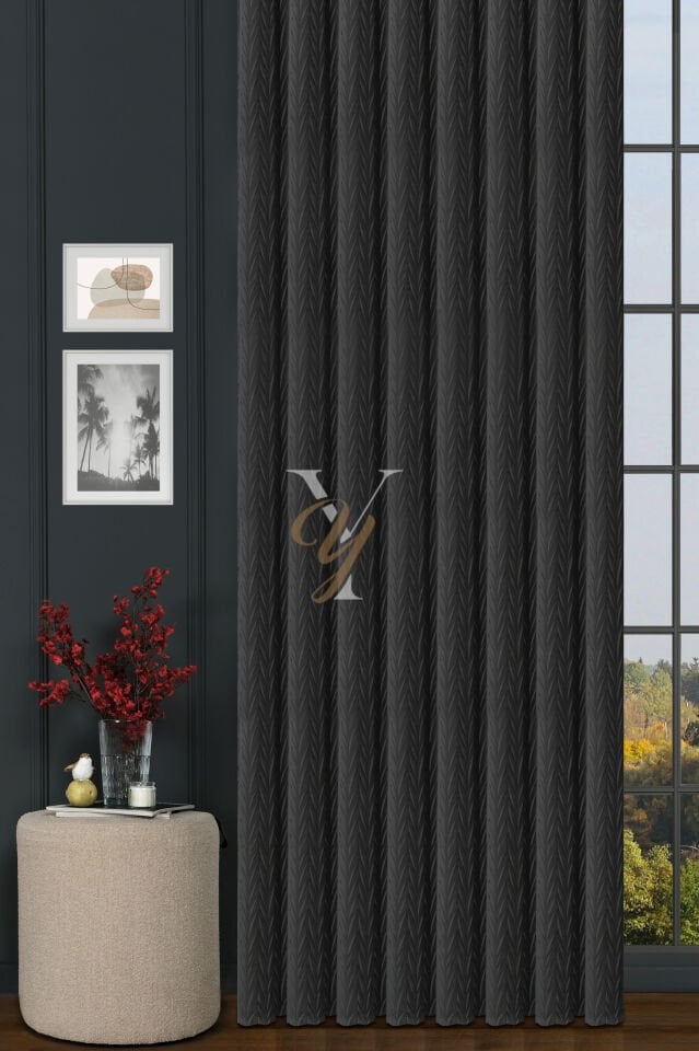 İthal Kadife Fon Perde Plise 01 V-311 Gri