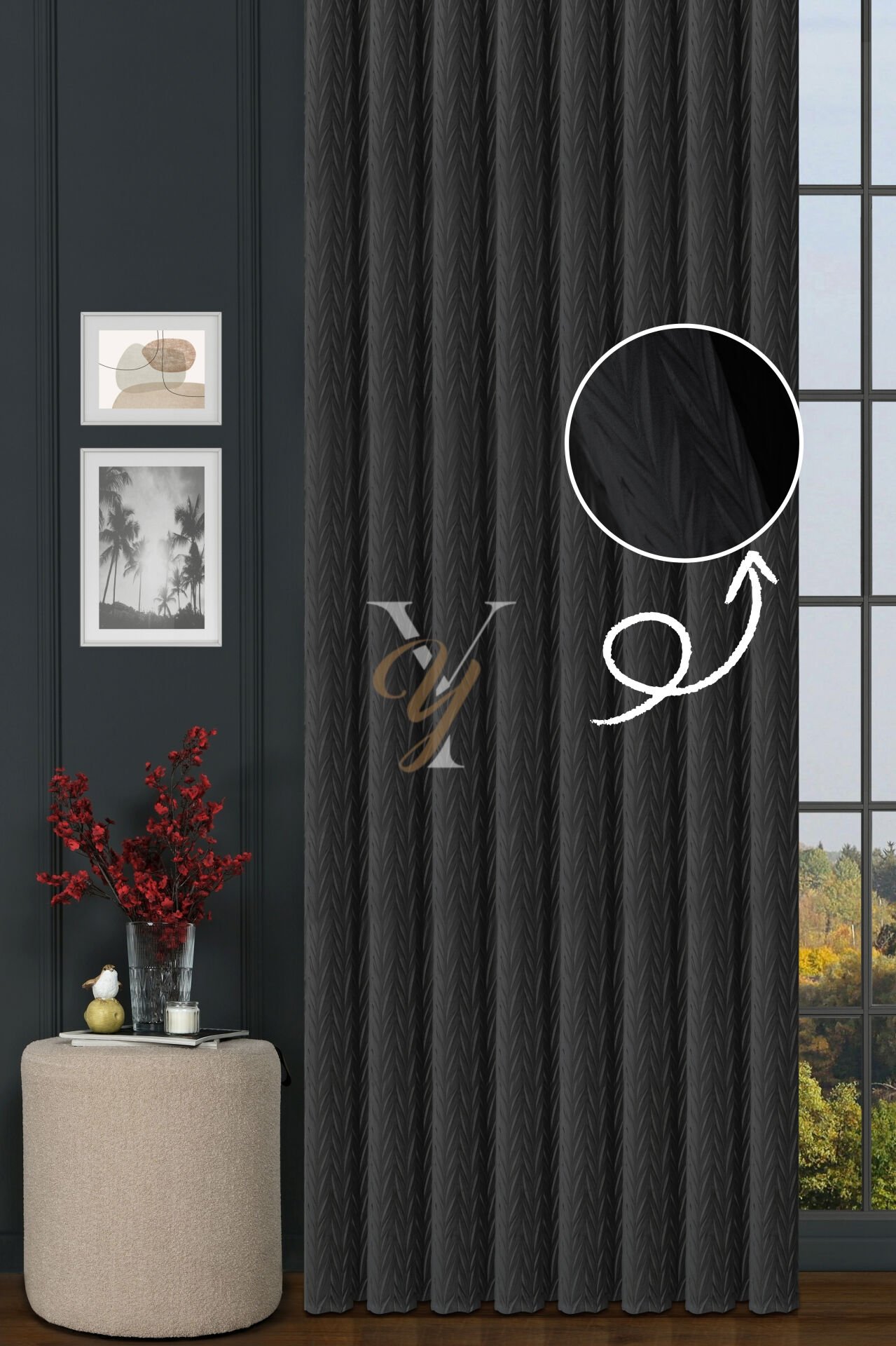 İthal Kadife Fon Perde Plise 01 V-311 Gri