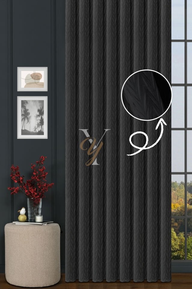 İthal Kadife Fon Perde Plise 01 V-311 Gri