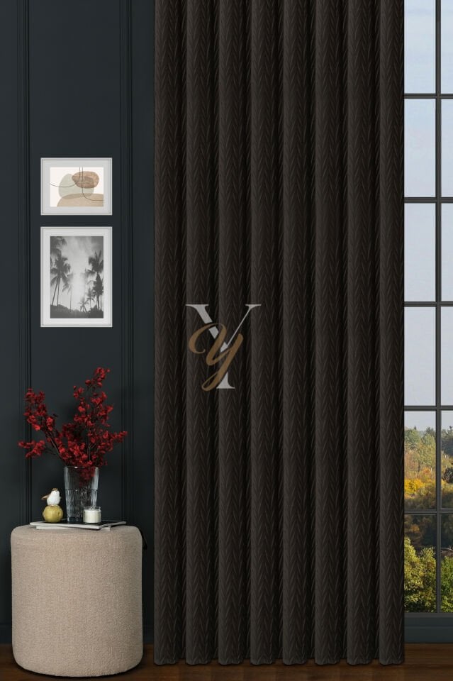 İthal Kadife Fon Perde Plise 01 V-306 Antrasit