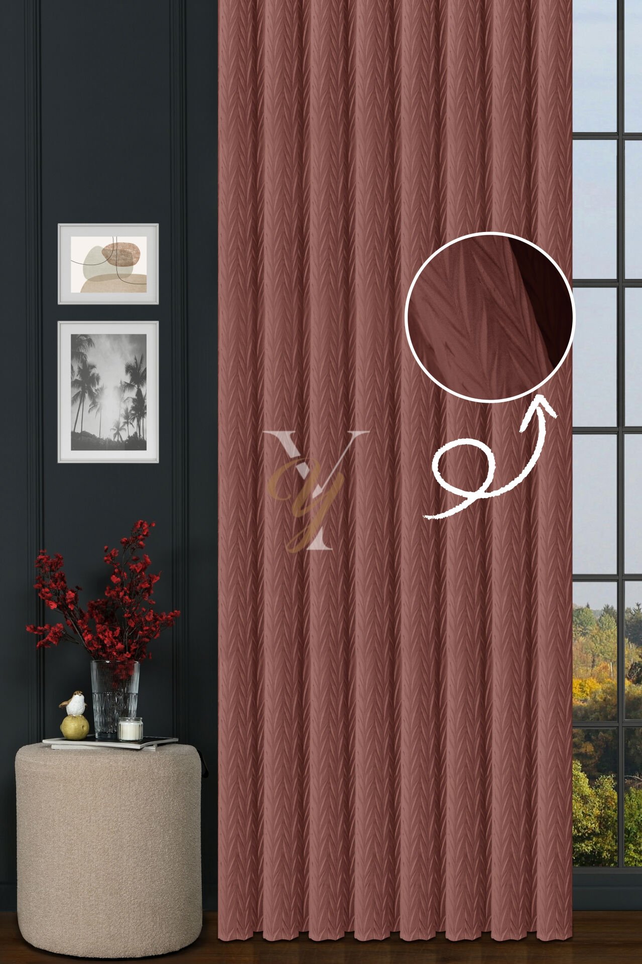 İthal Kadife Fon Perde Plise 01 V-320 Pembe