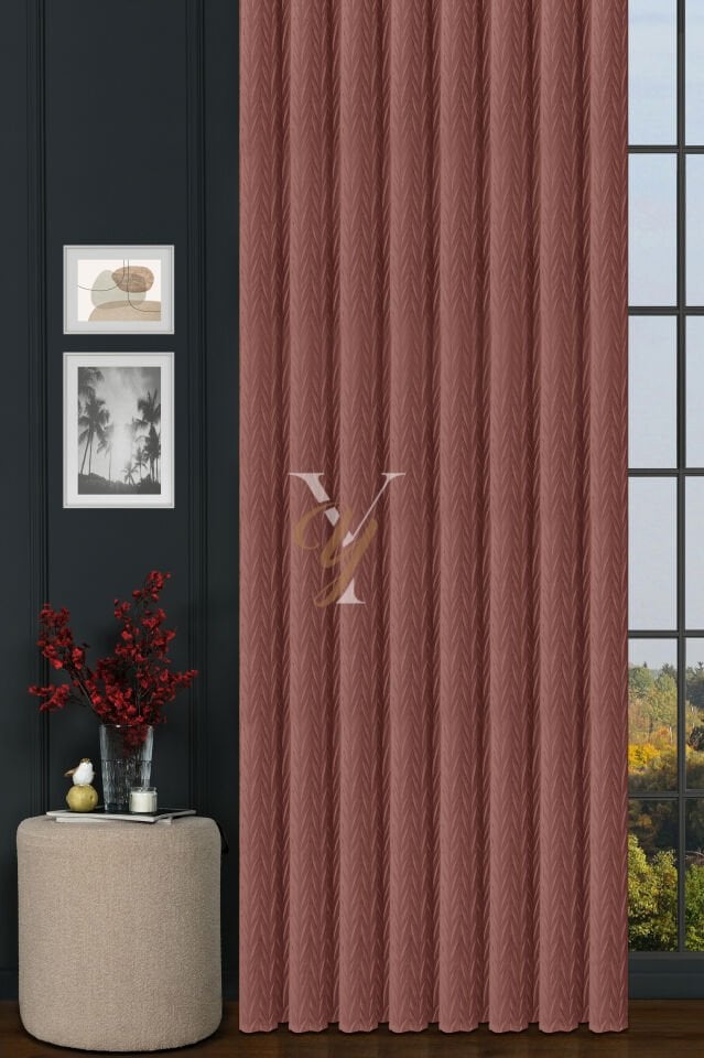 İthal Kadife Fon Perde Plise 01 V-320 Pembe