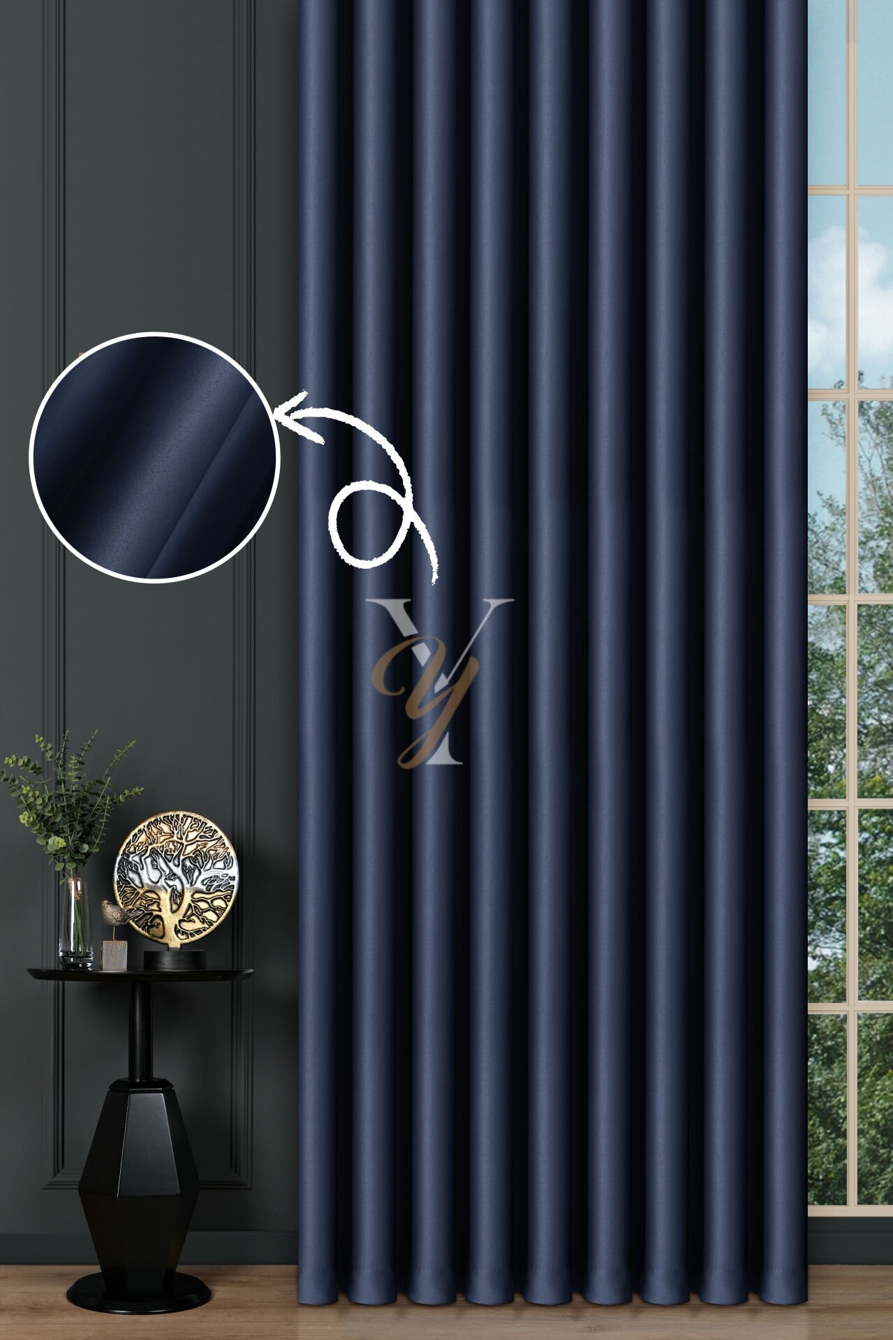 Blackout Fon Perde V-2034 Saks Mavisi Numune