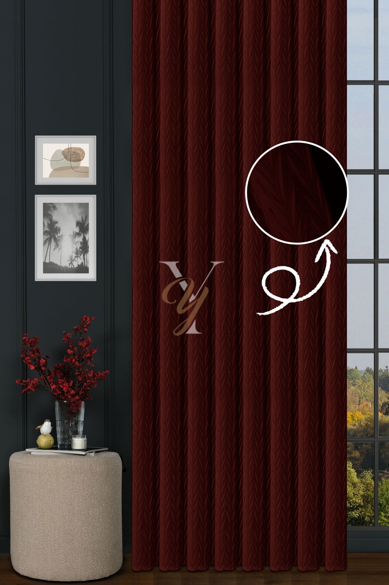 İthal Kadife Fon Perde Plise 01 V-330 Kırmızı