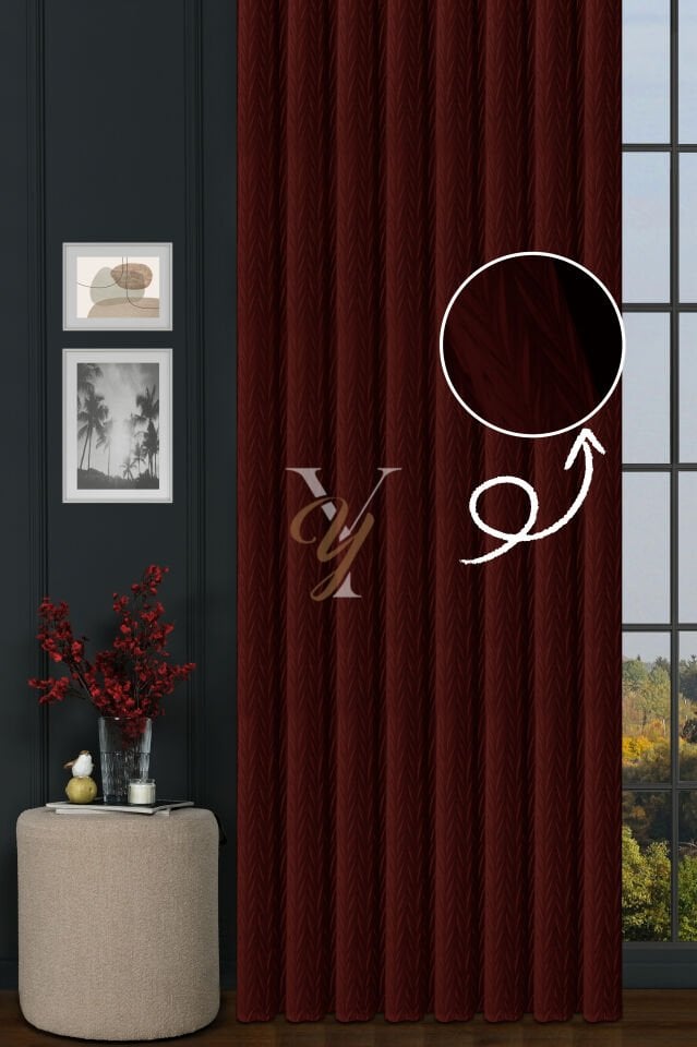 İthal Kadife Fon Perde Plise 01 V-330 Kırmızı