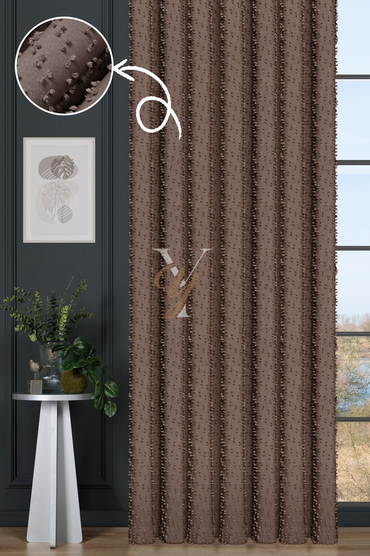 Linda Fon Perde V-6013-S Mocha Simli