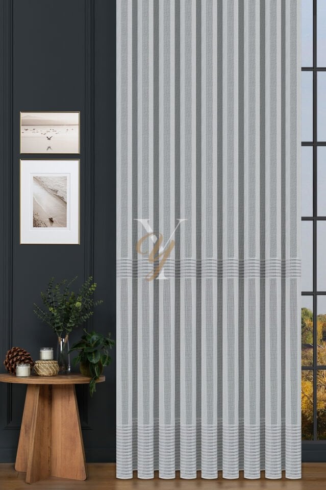 6021 Tül Perde V-Gri