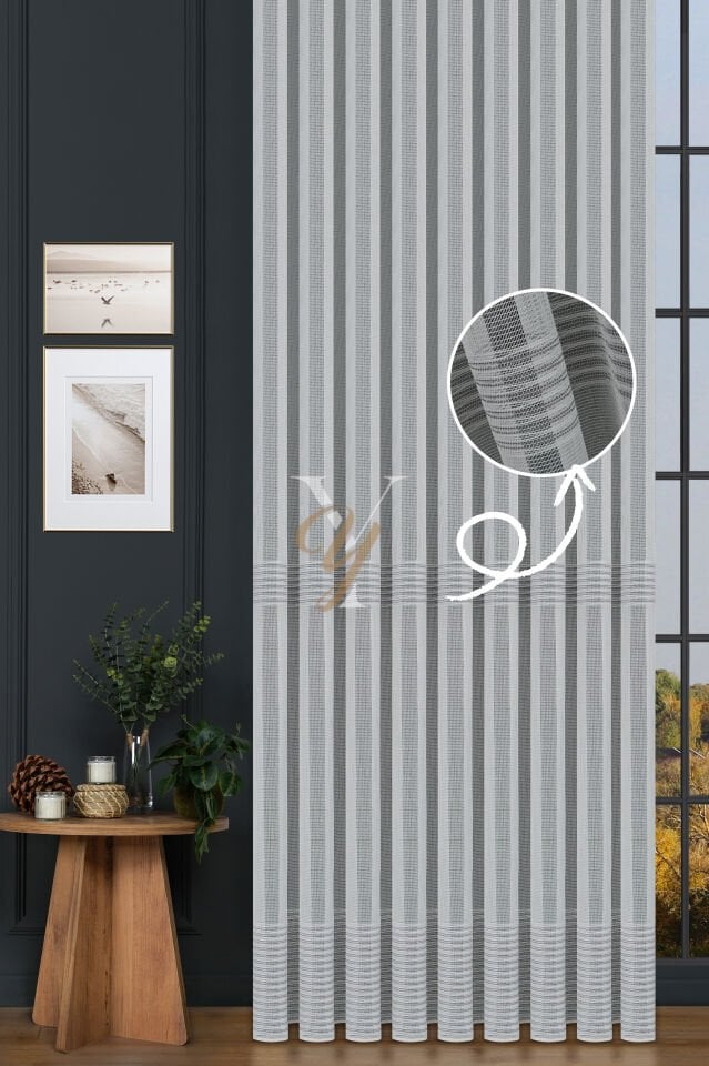 6021 Tül Perde V-Gri