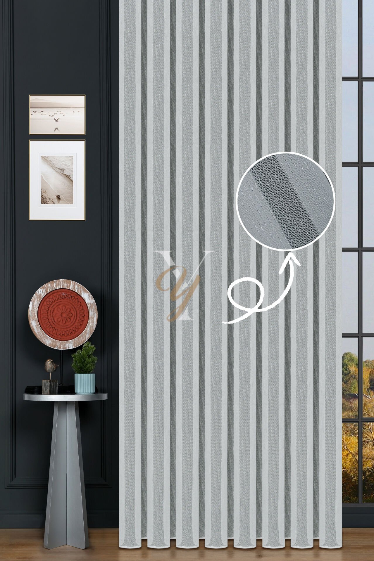 4606 Tül Perde V-Gümüş Simli