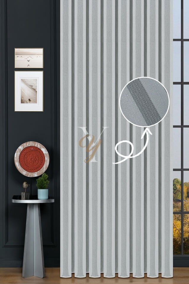 4606 Tül Perde V-Gümüş Simli