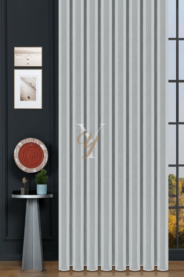 4606 Tül Perde V-Gümüş Simli