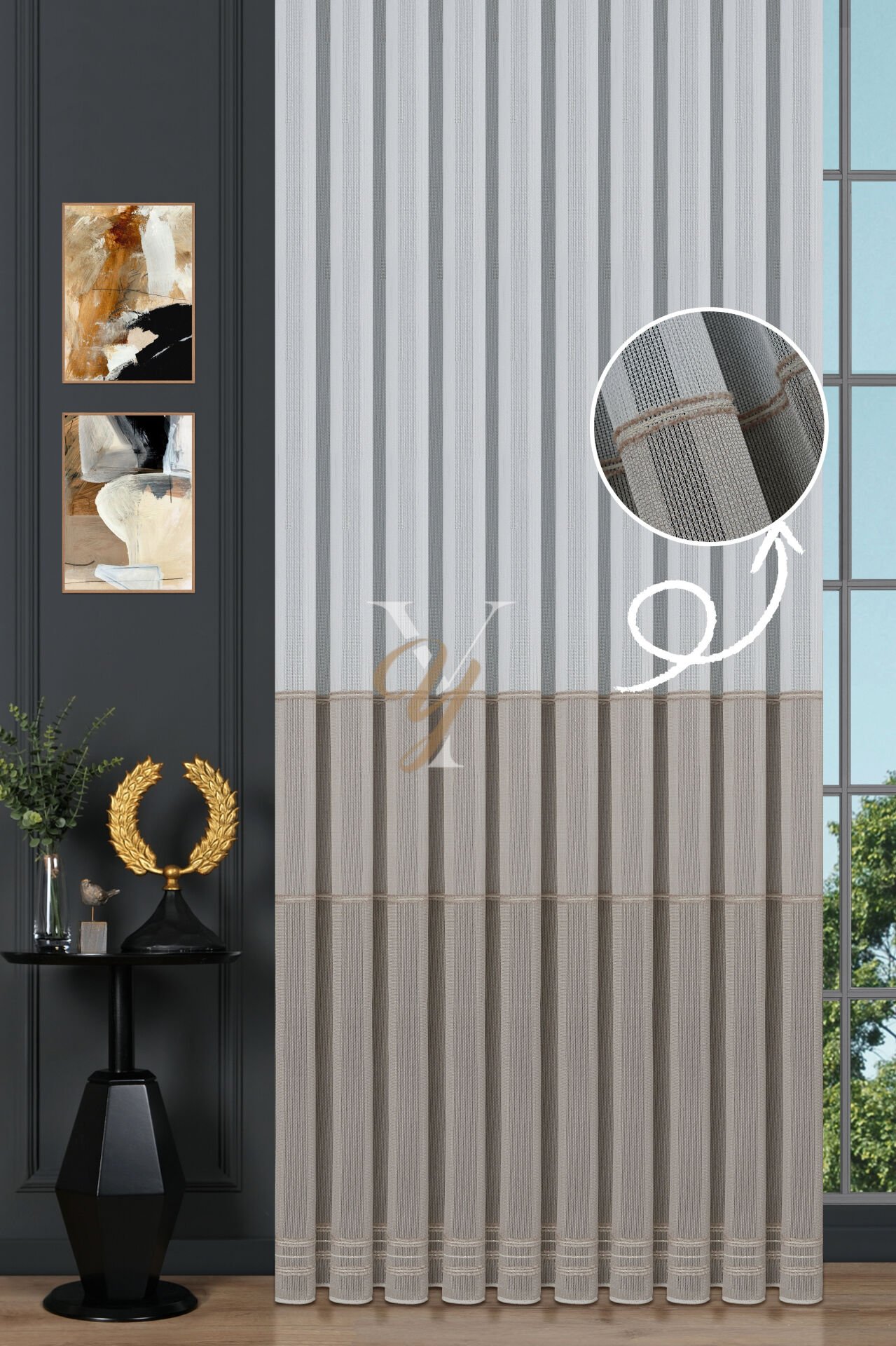 6207 Tül Perde V-Bej