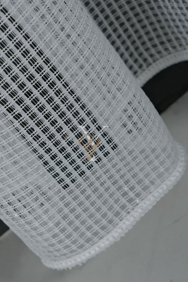 6401 Tül Perde V-Gümüş Simli