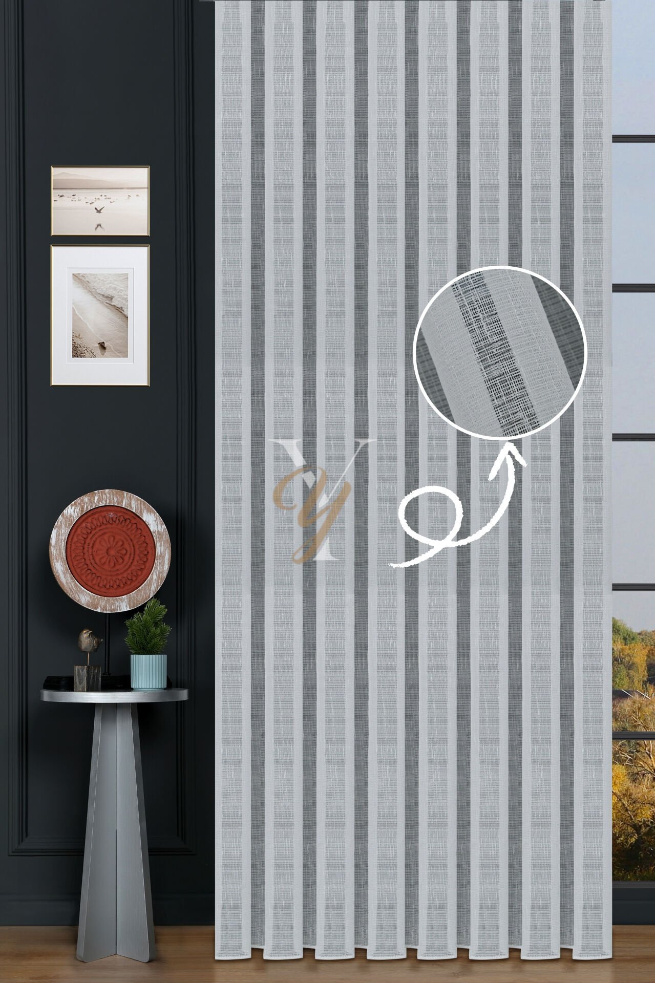 5501 Tül Perde V-01 Ekru