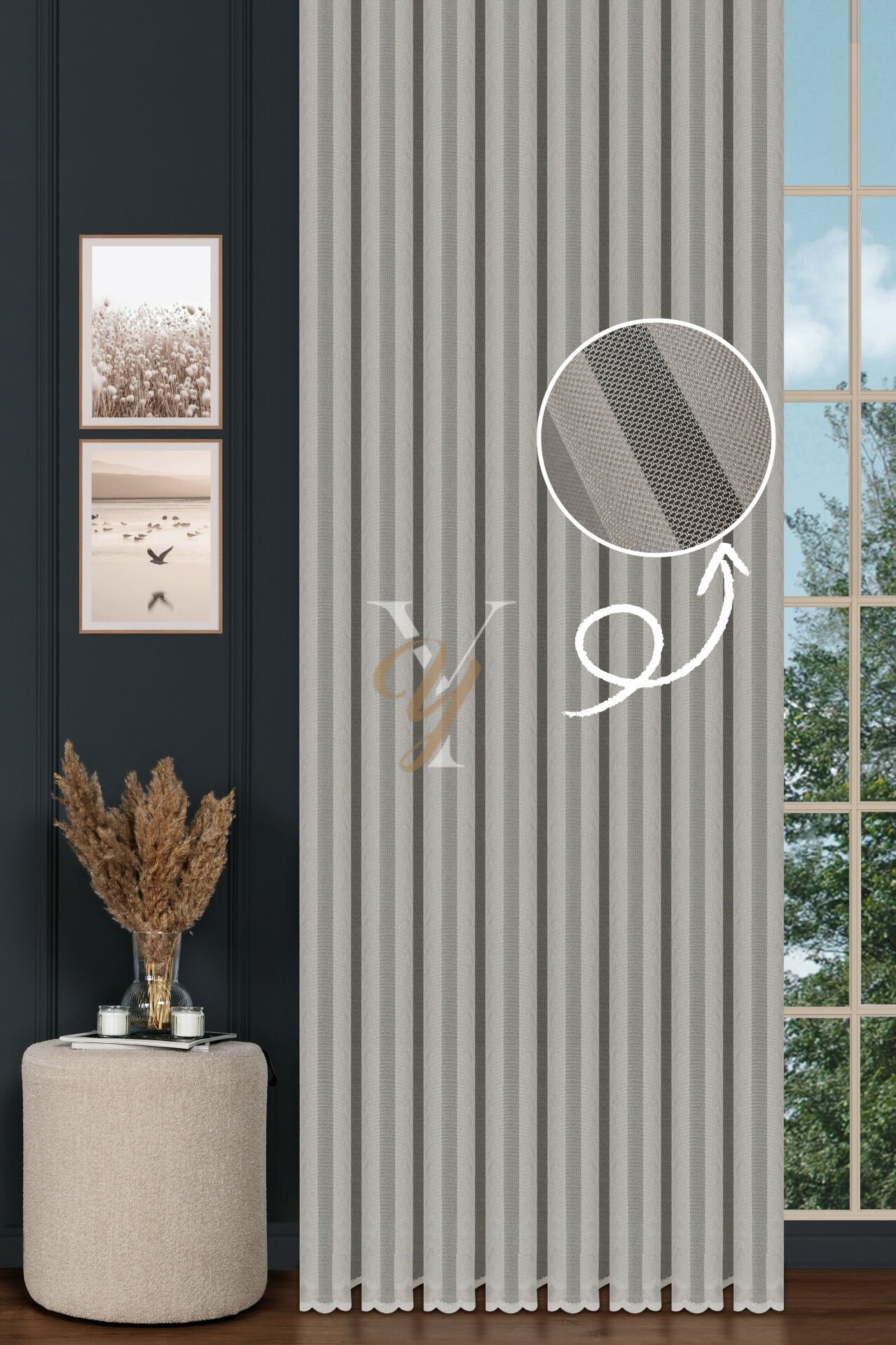 Piezzo Sedef Tül Perde V-Bej