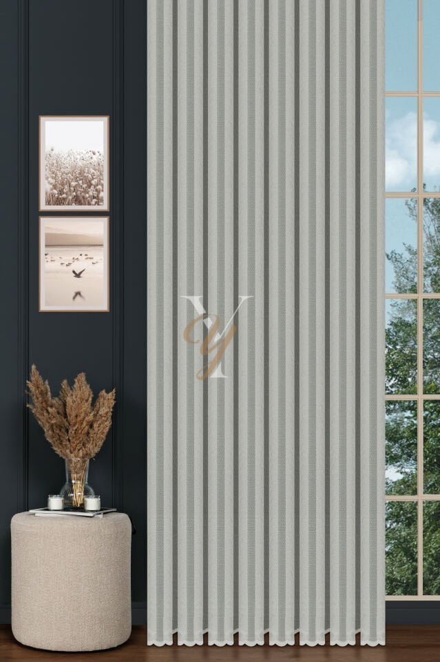 Piezzo Sedef Tül Perde V-Krem