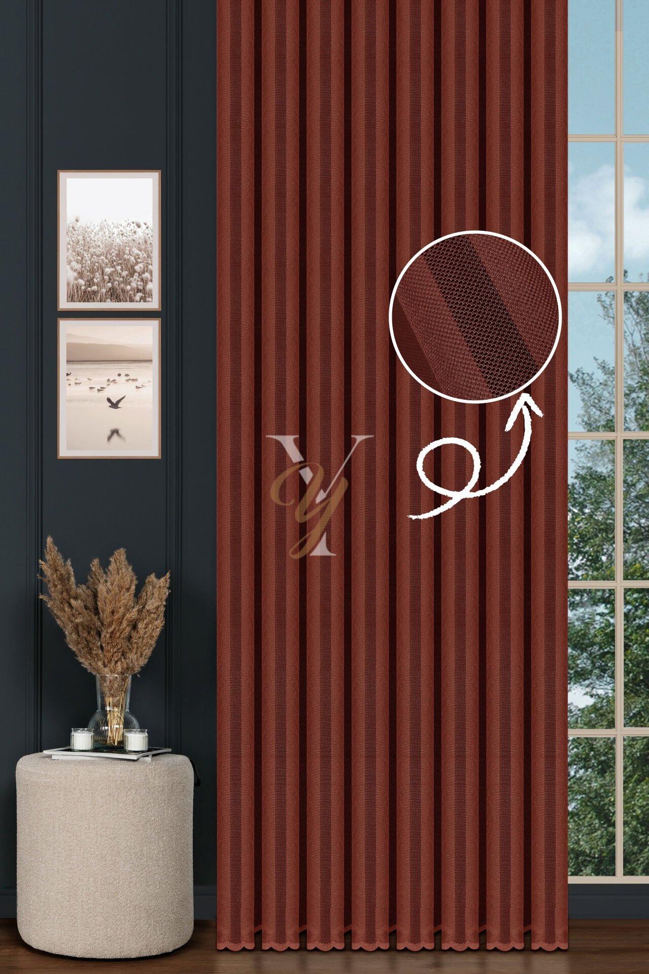 Piezzo Sedef Tül Perde V-Taba