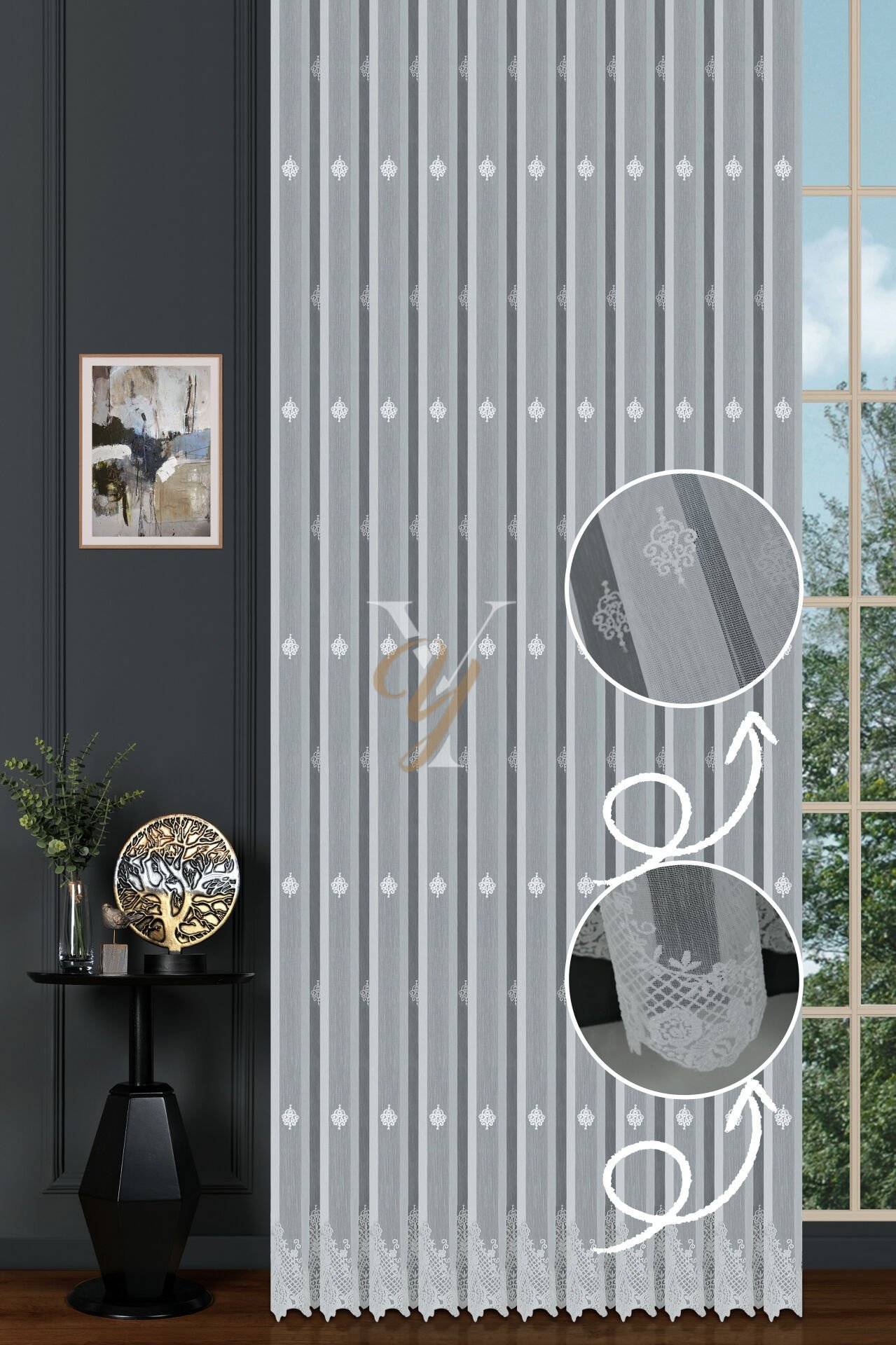 TT03 Tül Perde V-Ekru