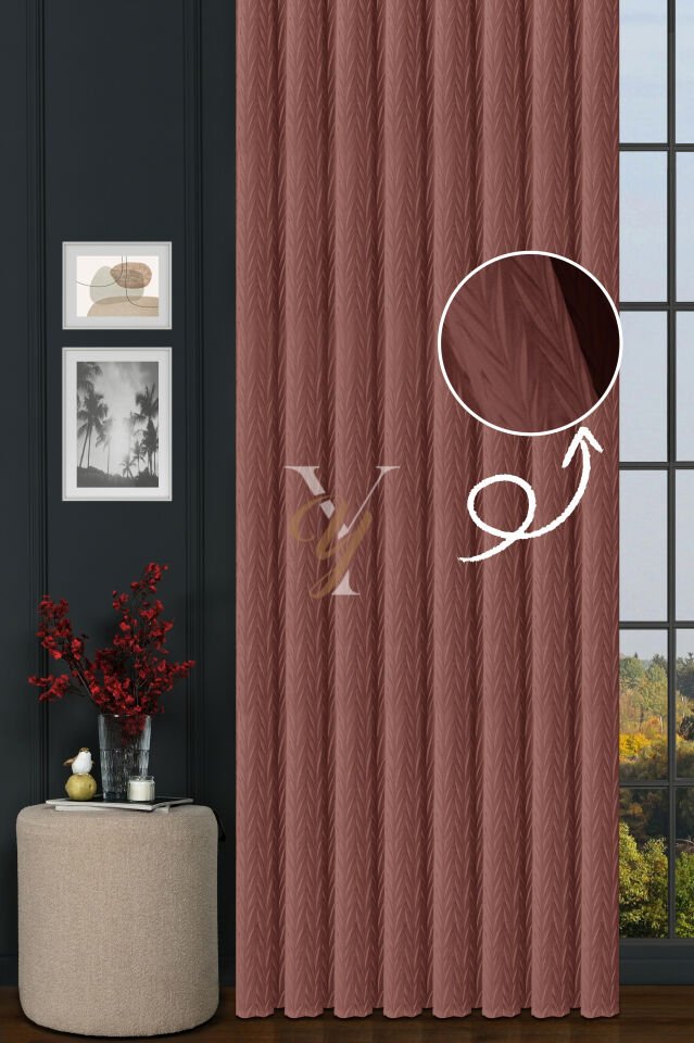 İthal Kadife Fon Perde Plise 01 V-320 Pembe Kesim