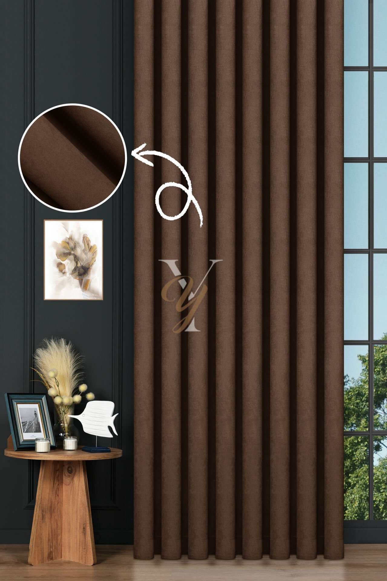 Petek Fon Perde V-1015 Kahverengi