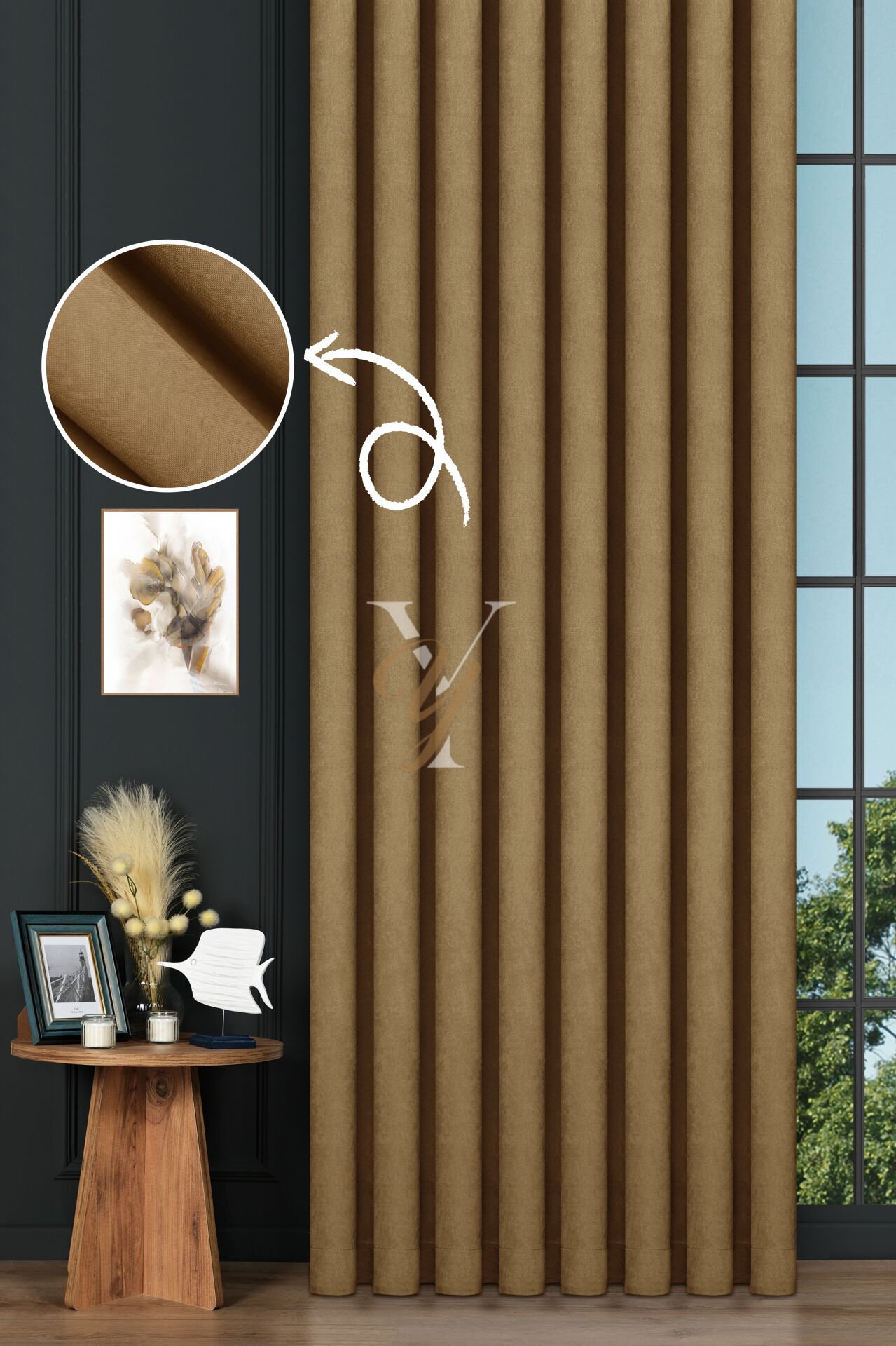 Petek Fon Perde V-1018 Altın