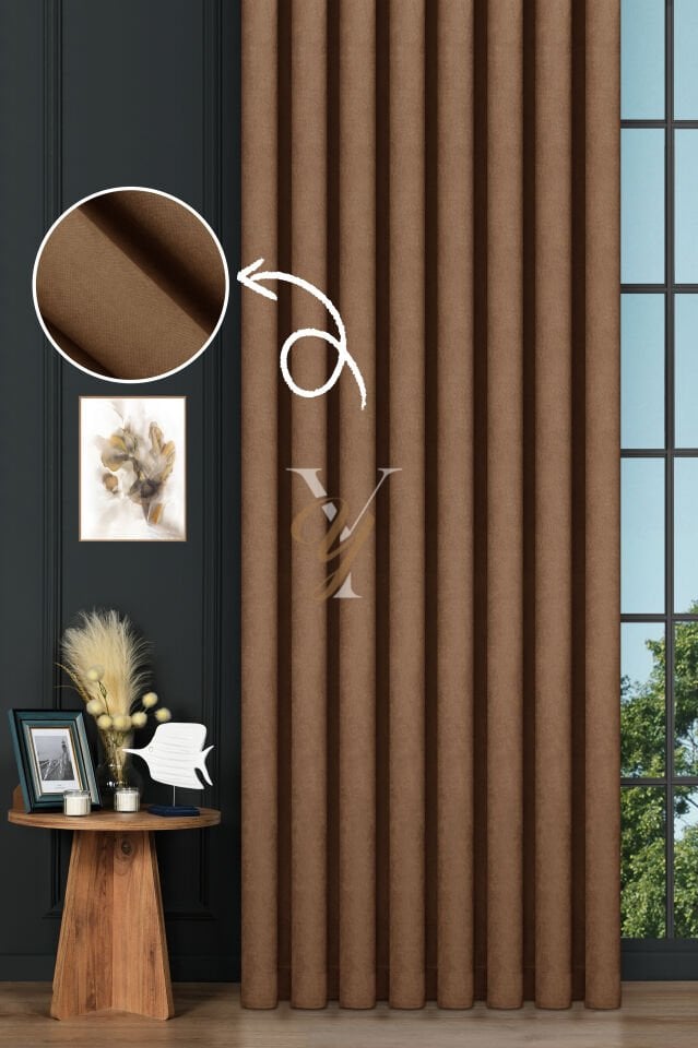 Petek Fon Perde V-1019 Sütlü Kahve