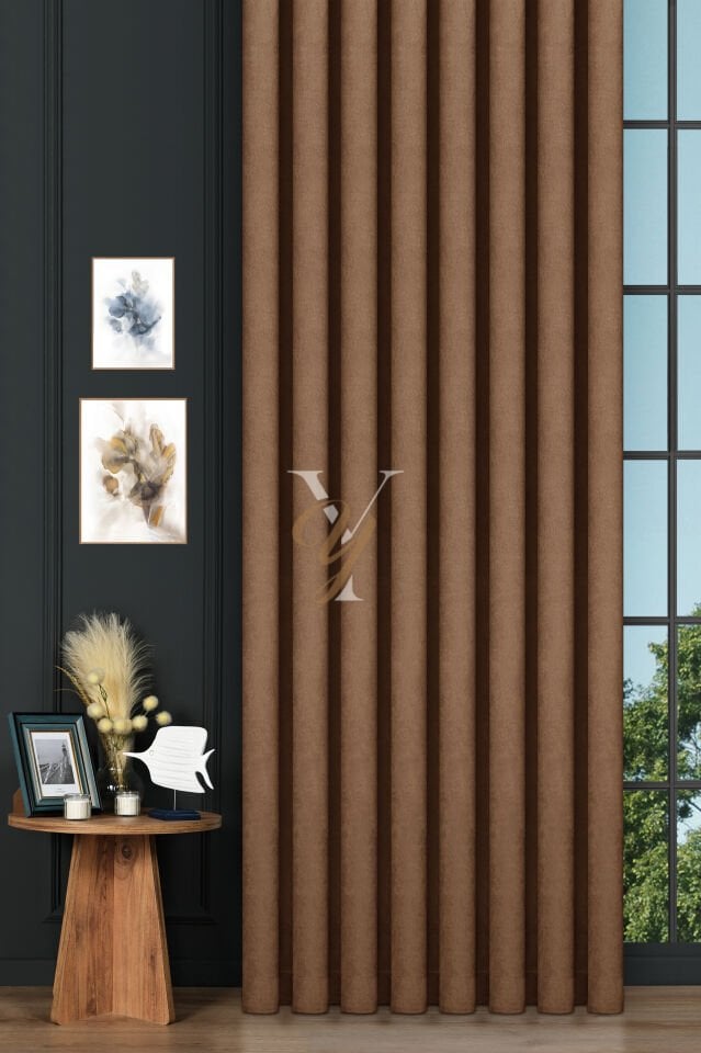 Petek Fon Perde V-1019 Sütlü Kahve